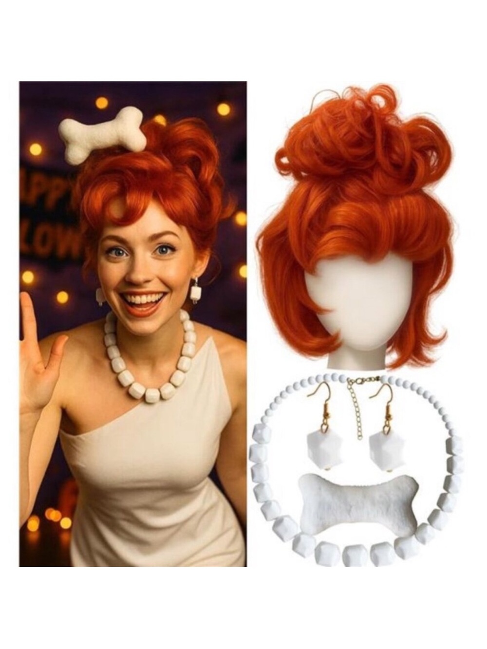 Orange Bun Wig for Women & Cosplay Wig Accessories - Convenient Set